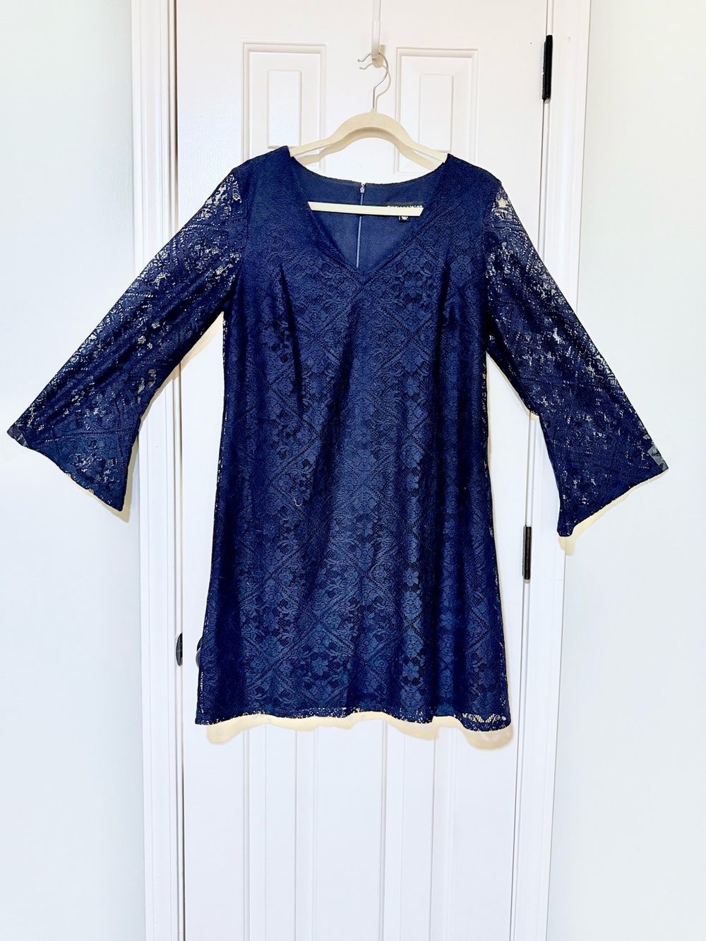 madison leigh Navy Lace Shift Mini Dress